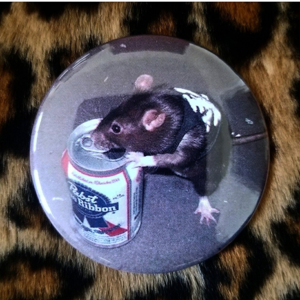 2.25 inch punk rat button badge pin